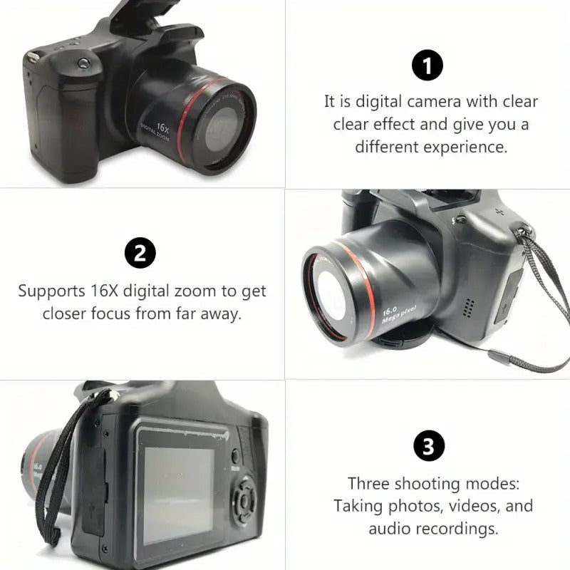 Premium Black 1080P HD Professional Digital Camcorder USB Rechargeable