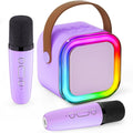 Premium Purple Wireless Mini Karaoke Machine with 2 Microphones