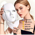 White LED Facial and Neck Mask with 7 Light Colours USB Rechargeable Skincare Tool