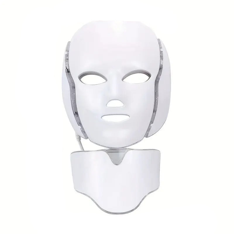 White LED Facial and Neck Mask with 7 Light Colours USB Rechargeable Skincare Tool