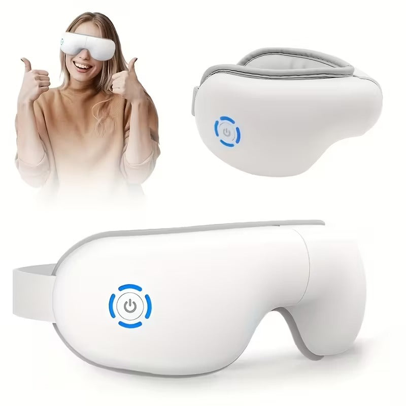 White 4D Portable Eye Massager with Heat Music and 180° Foldable Design