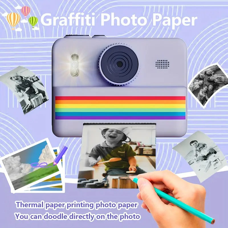 Premium Purple Portable Photo Printer Camera with 32G Card and Paper Rolls