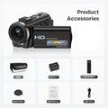 Premium Black 1080P 24MP Digital Camera with 3 Inch LCD Screen