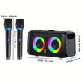 Premium Black Portable Karaoke Speaker with 2 Wireless Microphones