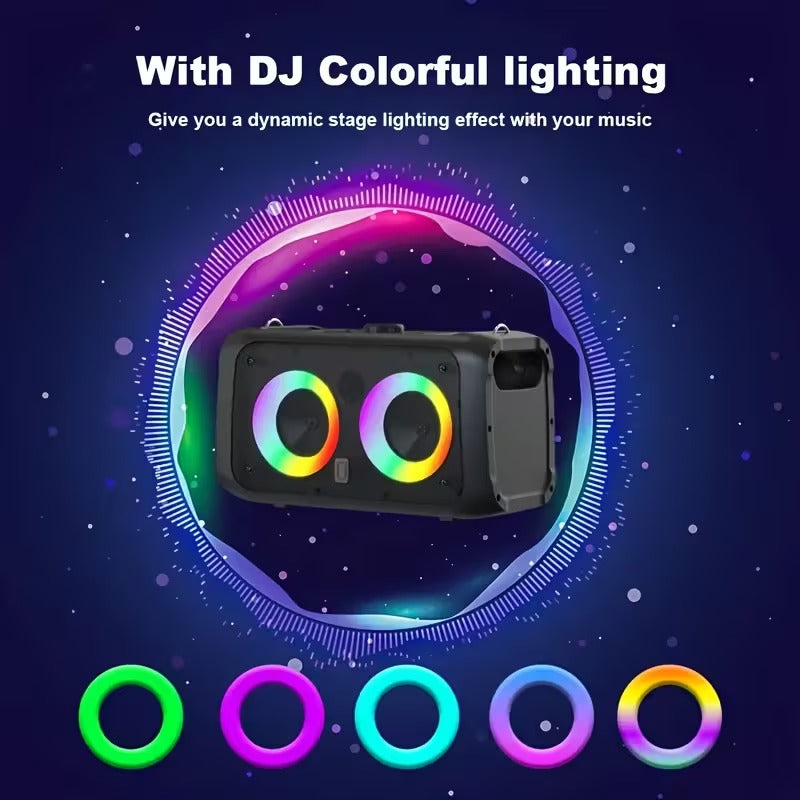Premium Black Portable Karaoke Speaker with 2 Wireless Microphones