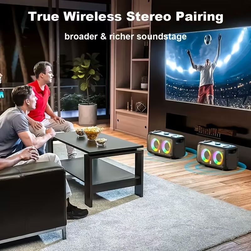Premium Black Portable Karaoke Speaker with 2 Wireless Microphones