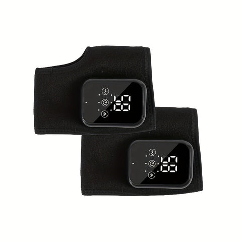 Black Heating Foot and Ankle Massager 2 Pieces with LCD Display and 3 Modes