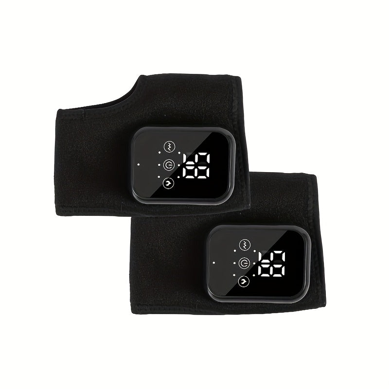 Black Heating Foot and Ankle Massager 2 Pieces with LCD Display and 3 Modes