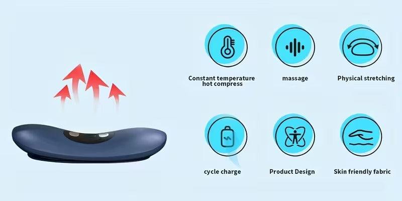 Blue Electric Lumbar Massager with Heat Vibration and USB Charging