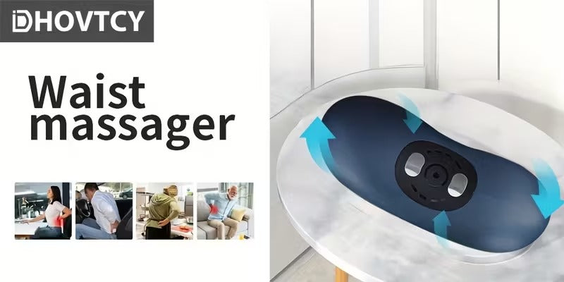 Blue Electric Lumbar Massager with Heat Vibration and USB Charging