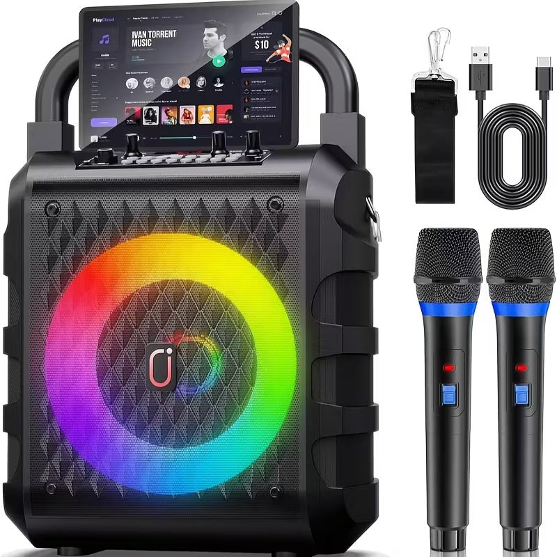 Premium 20W Portable Karaoke Speaker with Dual Wireless Microphones