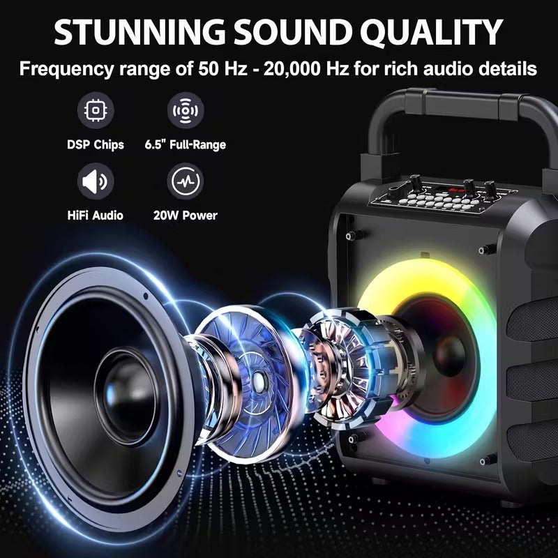 Premium 20W Portable Karaoke Speaker with Dual Wireless Microphones