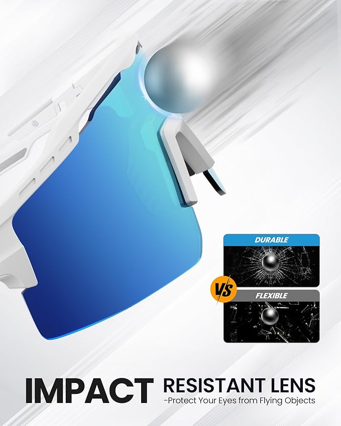 OutdoorMaster Polarized Sports Sunglasses, UV400 Protection, TR90 Frame, White Frame+Revo Blue Cat.3 - SuperSaverAU - view 5