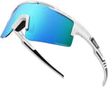 OutdoorMaster Polarized Sports Sunglasses, UV400 Protection, TR90 Frame, White Frame+Revo Blue Cat.3 - SuperSaverAU - view 1