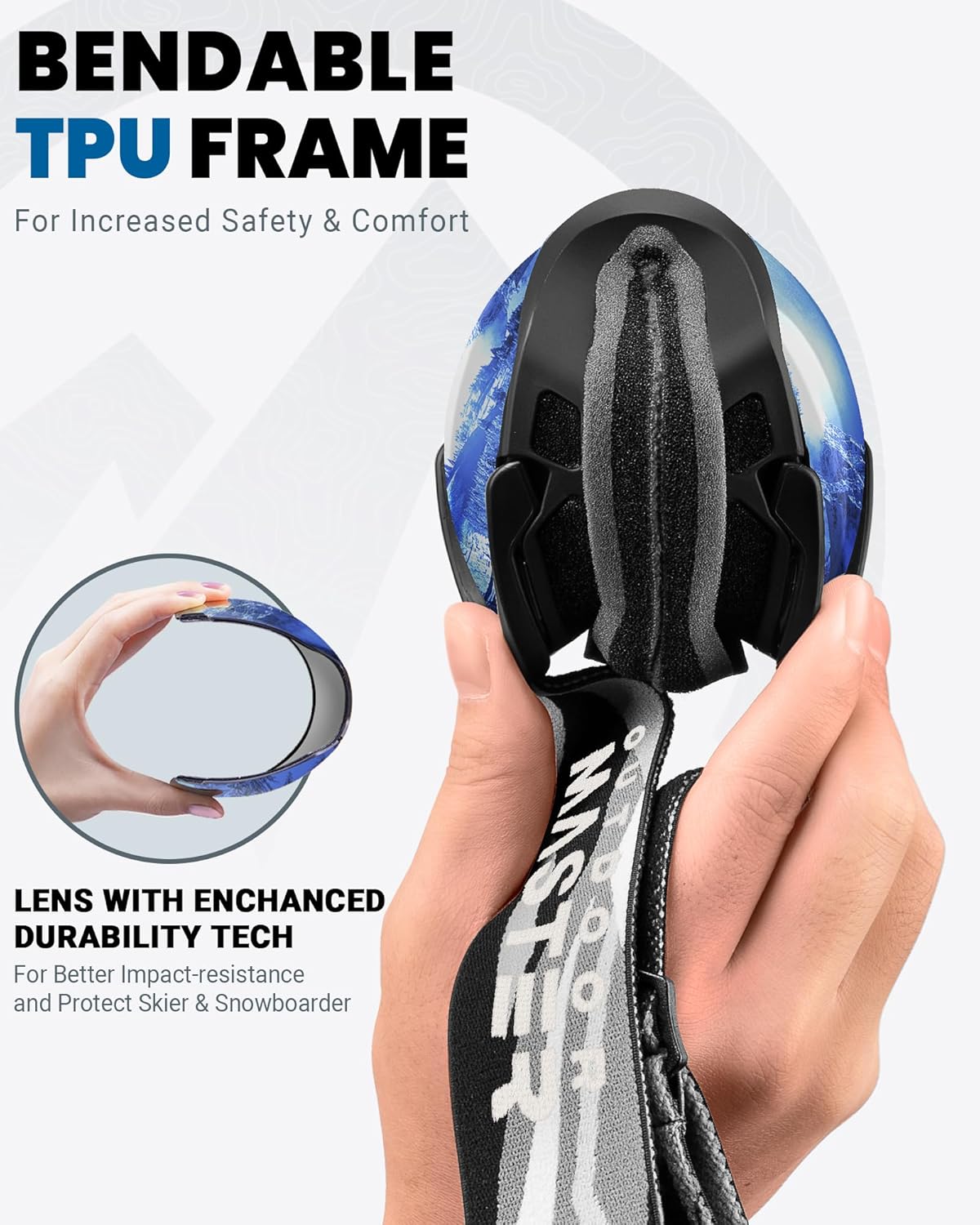 OutdoorMaster Ski Goggles OTG, Adult Size, Anti-Fog, 100% UV Protection - SuperSaverAU - view 5