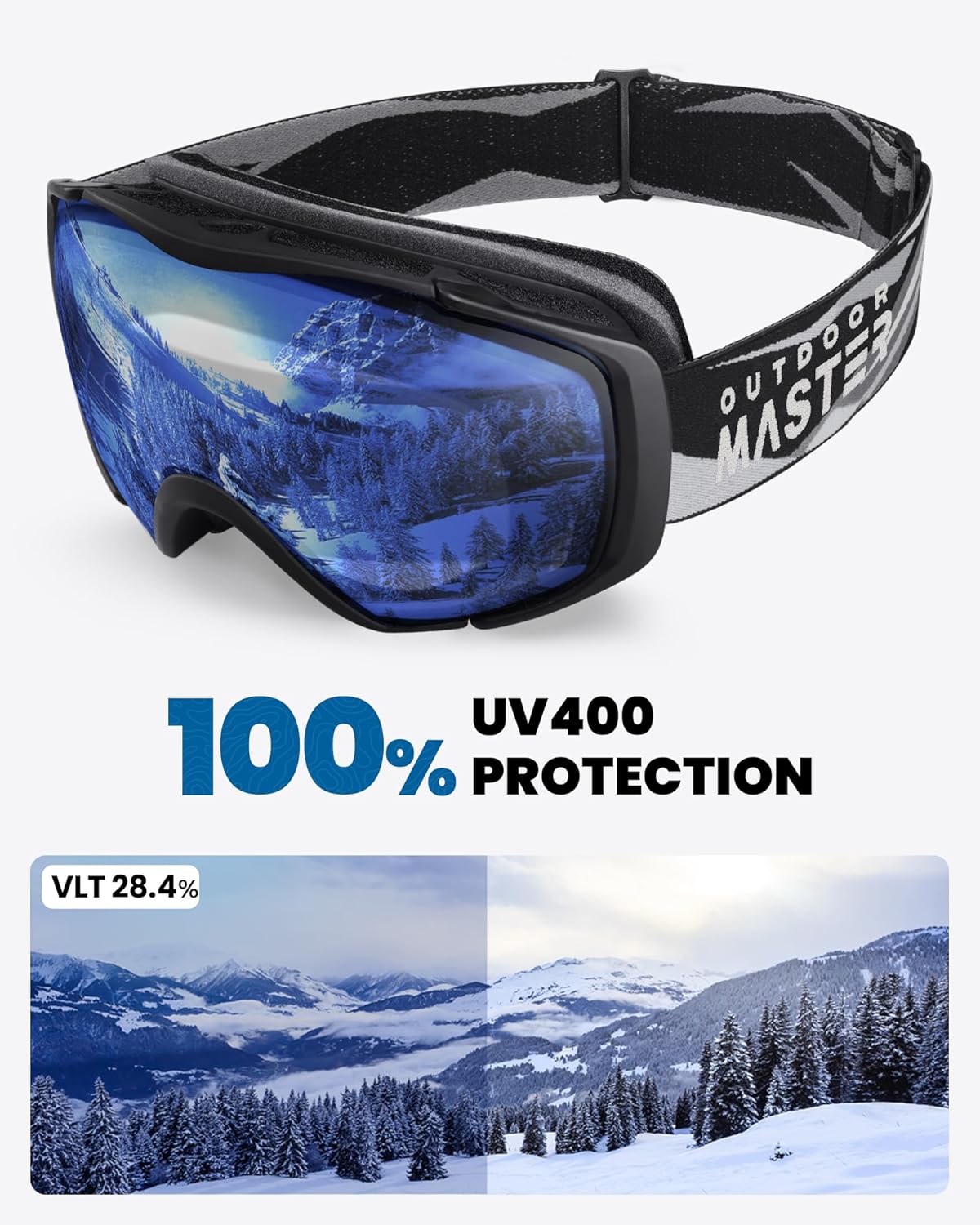 OutdoorMaster Ski Goggles OTG, Adult Size, Anti-Fog, 100% UV Protection - SuperSaverAU - view 6