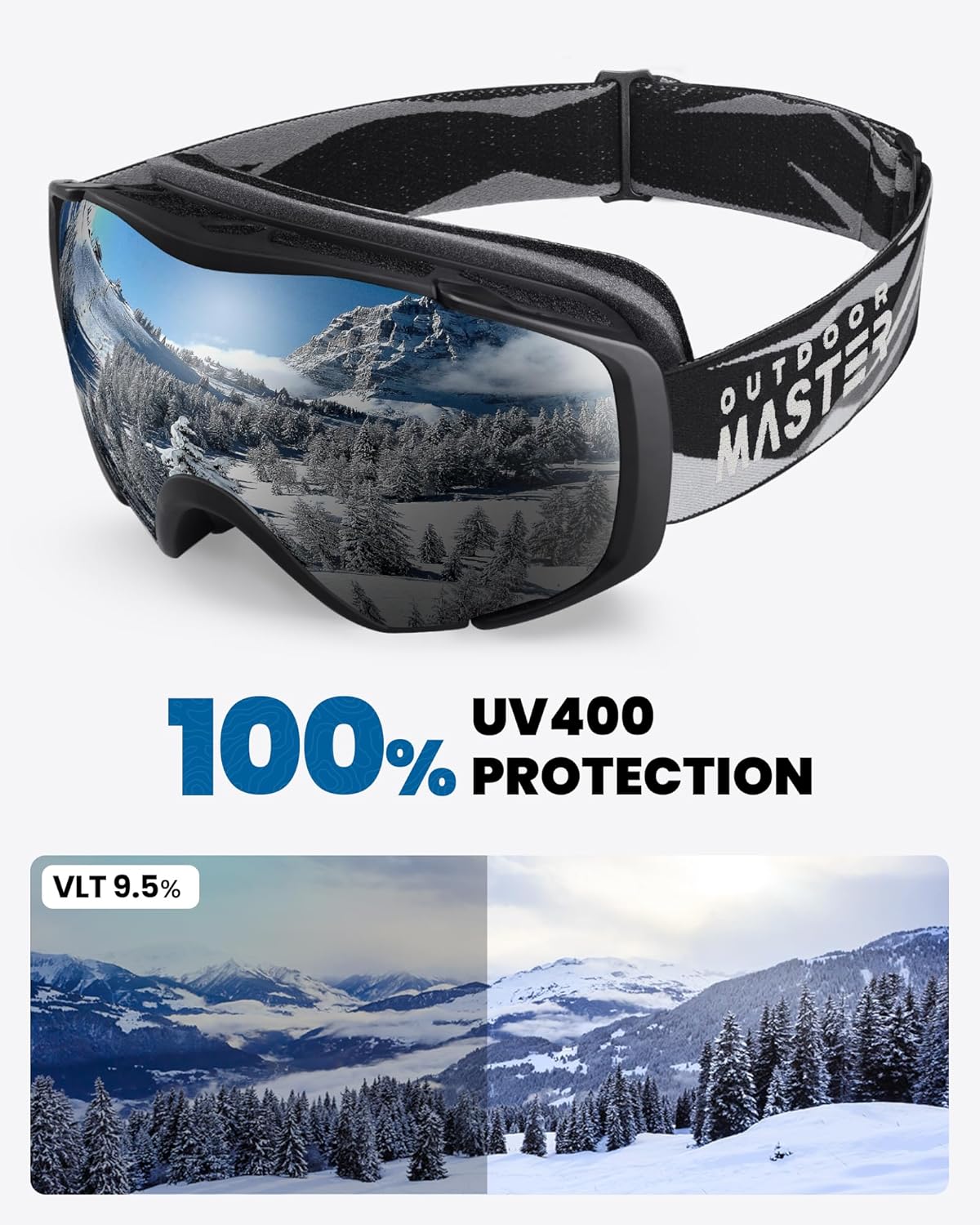 OutdoorMaster Ski Goggles OTG, Adult Size, Anti-Fog, 100% UV Protection - SuperSaverAU - view 6