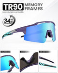 OutdoorMaster Polarized Sports Sunglasses, UV400 Protection, TR90 Frame, Blue Frame+Revo Blue Cat.3 - SuperSaverAU - view 5
