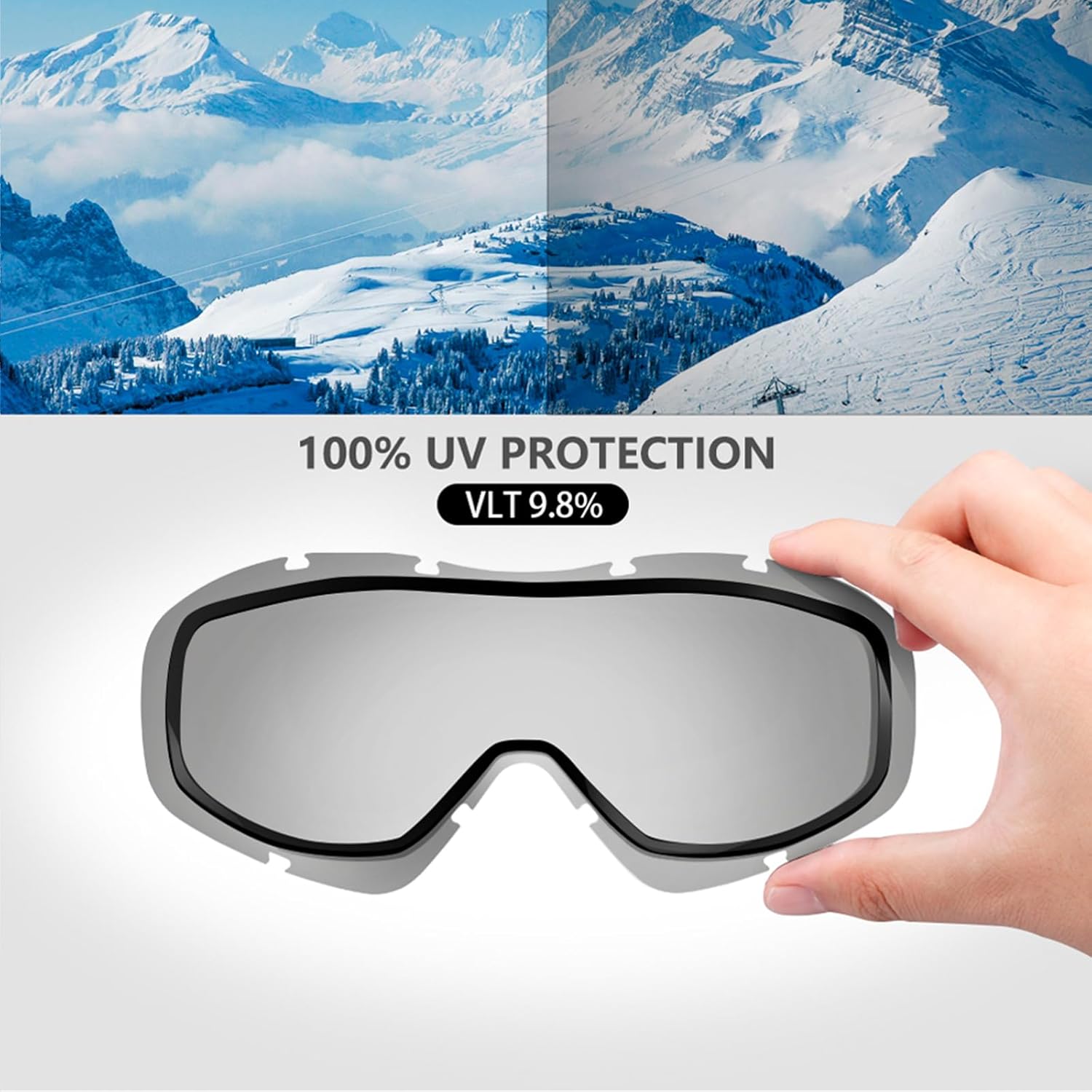 OutdoorMaster Ski Goggles - Over Glasses, 100% UV Protection, One Size, Anti-Fog - SuperSaverAU - view 4