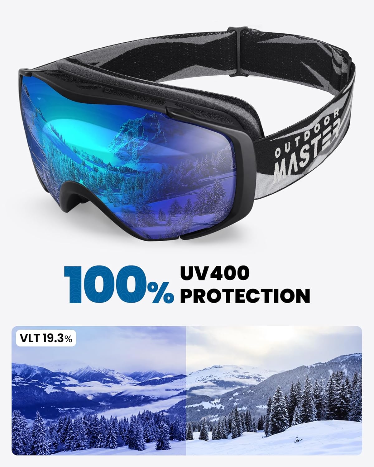 OutdoorMaster Ski Goggles, Adult, OTG, Anti-Fog, 100% UV Protection, Winter - SuperSaverAU - view 6