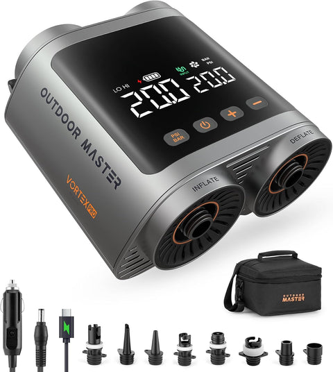 OutdoorMaster Vortex Pro 57.7Wh Rechargeable Paddle Board Pump, 20PSI, 8 Nozzles - SuperSaverAU - view 1