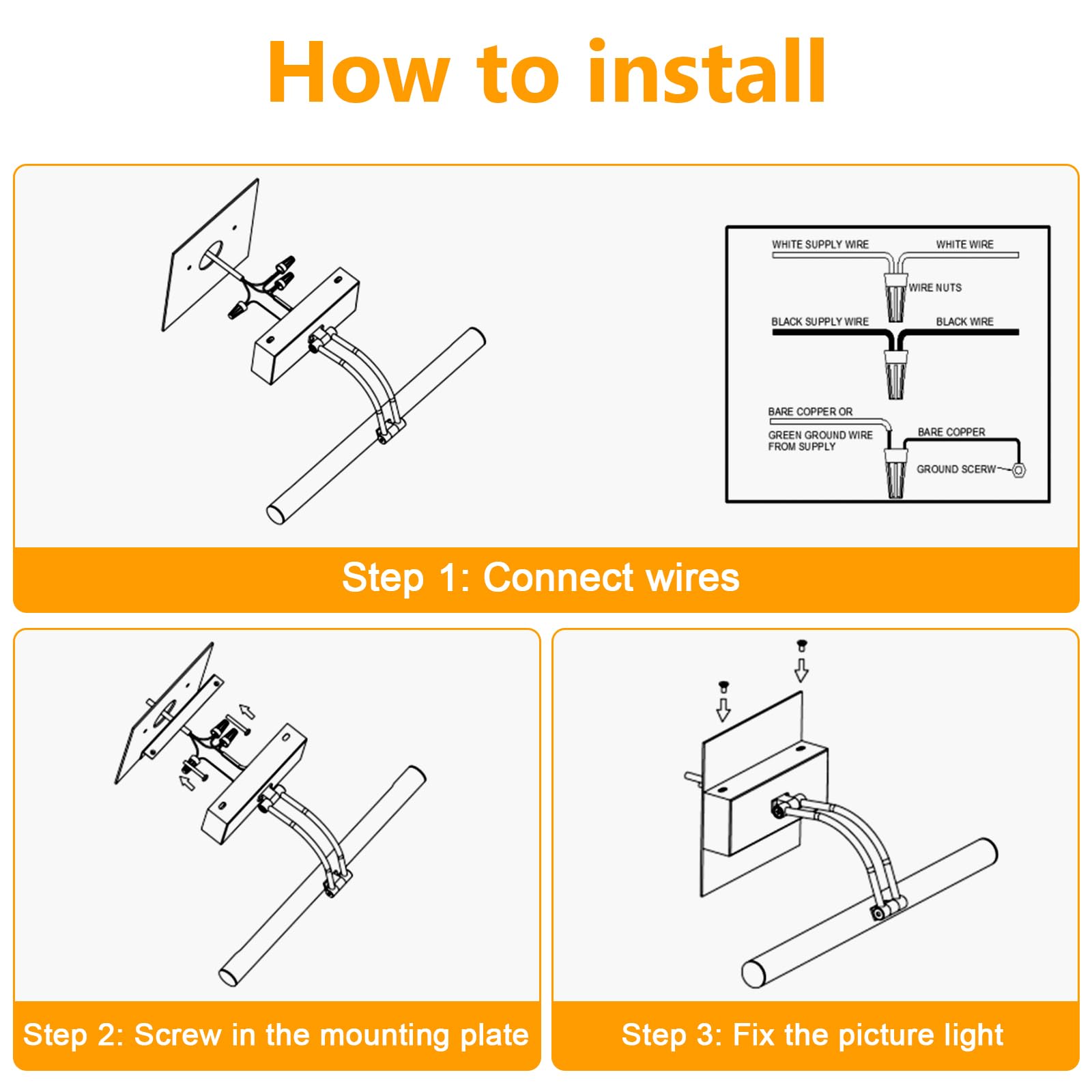 Hardwired Picture Light for Wall Black, 14 Inch LED, Soft Lighting, Rotatable Design - SuperSaverAU - view 5