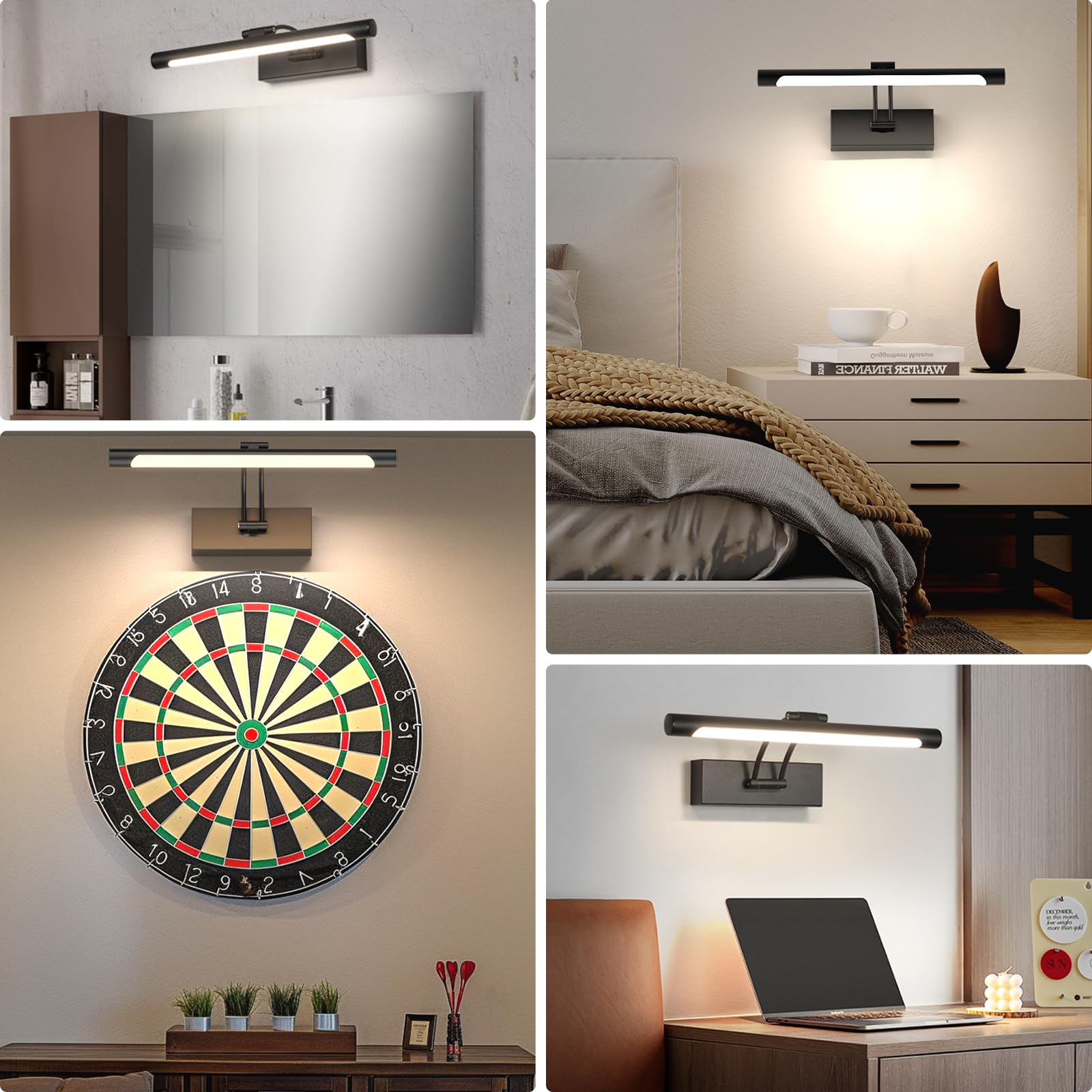 Hardwired Picture Light for Wall Black, 14 Inch LED, Soft Lighting, Rotatable Design - SuperSaverAU - view 7