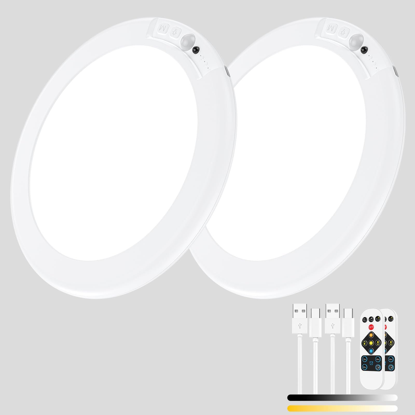Premium Magnetic Wireless Ceiling Lights – 2 Pack, Rechargeable Motion Sensor with Remote