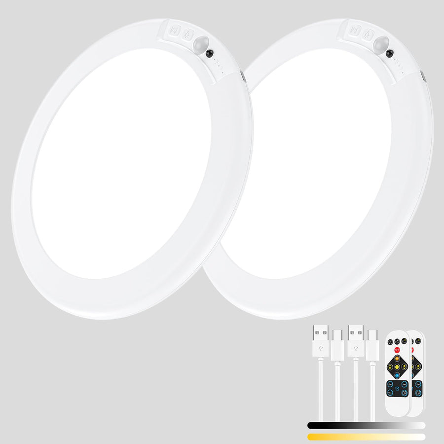 Premium Magnetic Wireless Ceiling Lights – 2 Pack, Rechargeable Motion Sensor with Remote