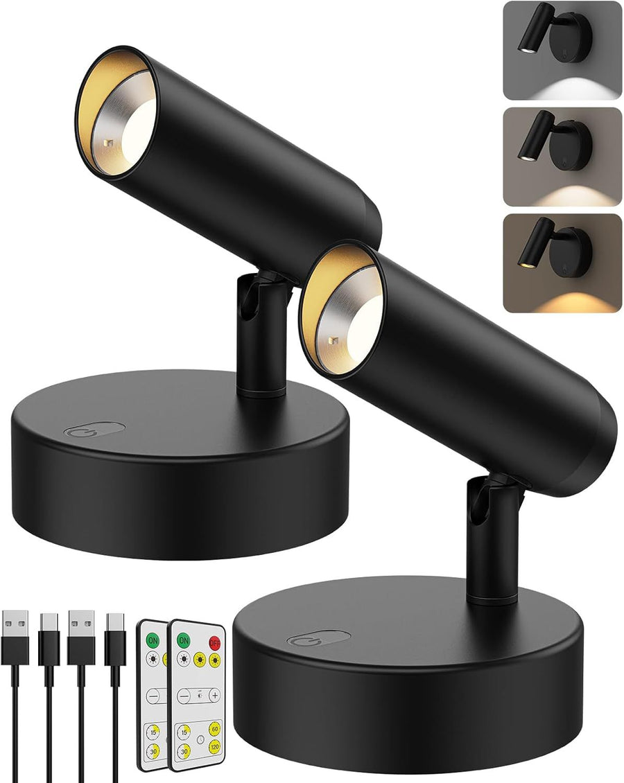Premium Rechargeable Indoor Spotlights – 2 Pack, Remote Control & Adjustable Angle