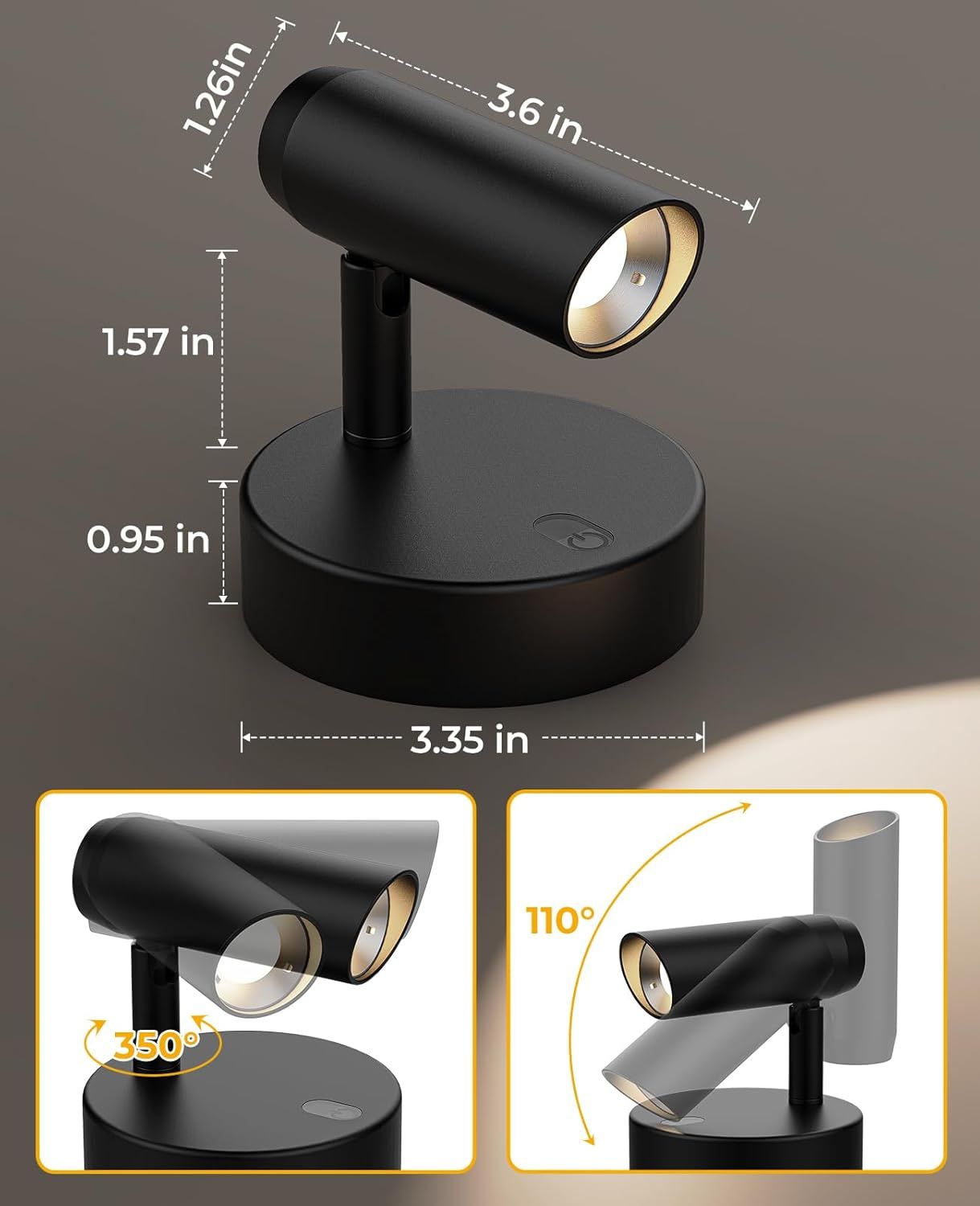 Premium Rechargeable Indoor Spotlights – 2 Pack, Remote Control & Adjustable Angle