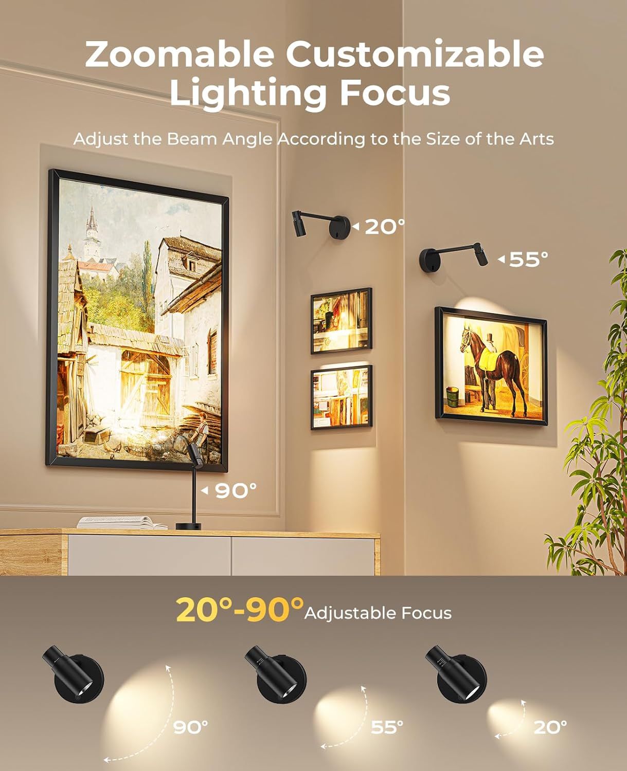 Premium Zoomable Battery Operated Picture Light – 6000mAh Battery with Remote Control