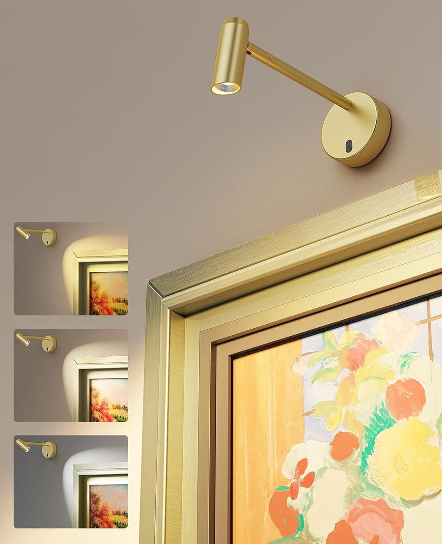 Premium Rechargeable Picture Light – Gold, Remote & Touch Control, 10–15 Hour Runtime