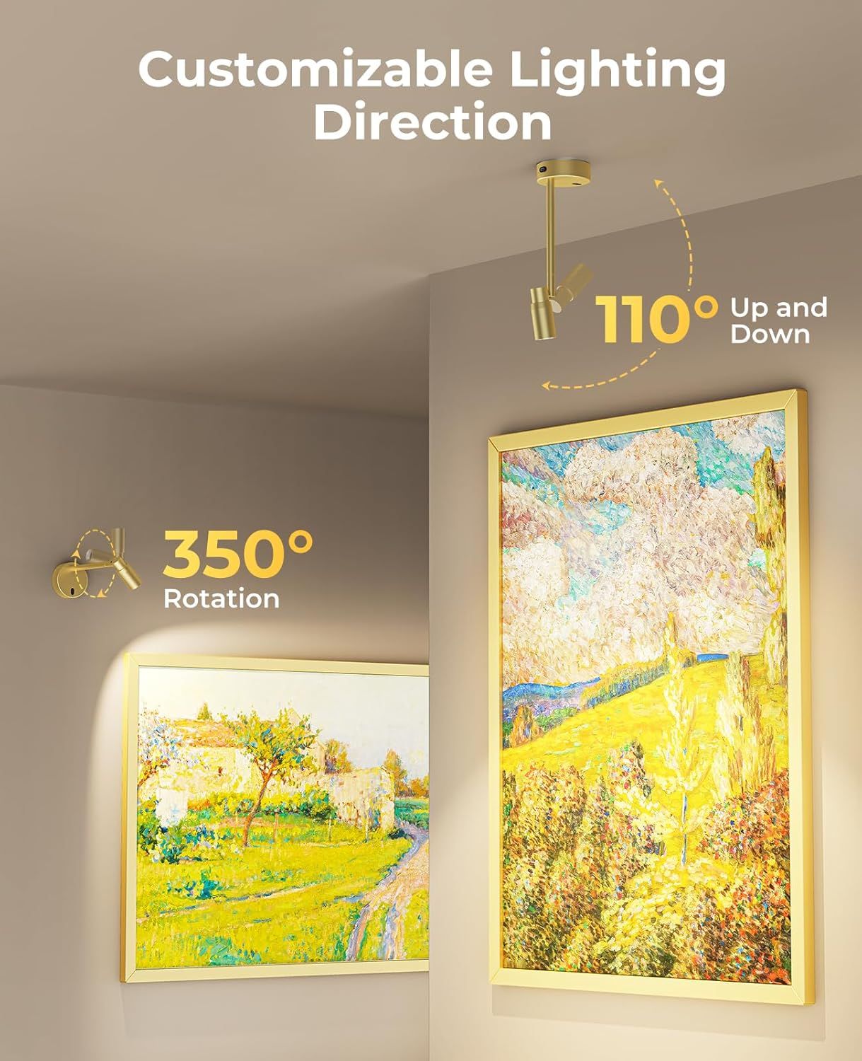 Premium Zoomable Battery Operated Picture Light – Gold, 6000mAh Remote Control