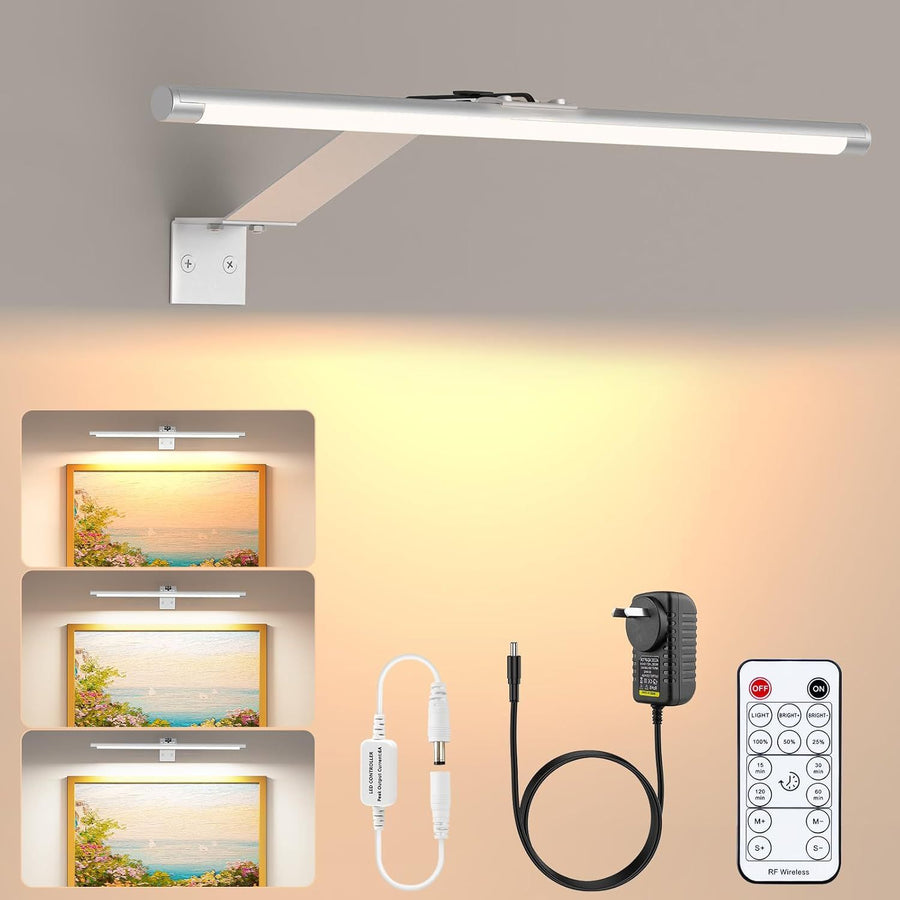 Premium 13.5 Inch Picture Light – Silver Plug In or Hardwired LED with Remote