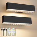 Premium Magnetic Battery Operated Wall Sconces – Black 2 Pack, 4000mAh Remote & Touch Control