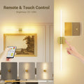 Premium Battery Operated Wall Sconces – Gold 23.62 Inch 2 Pack, Remote & 360° Rotation