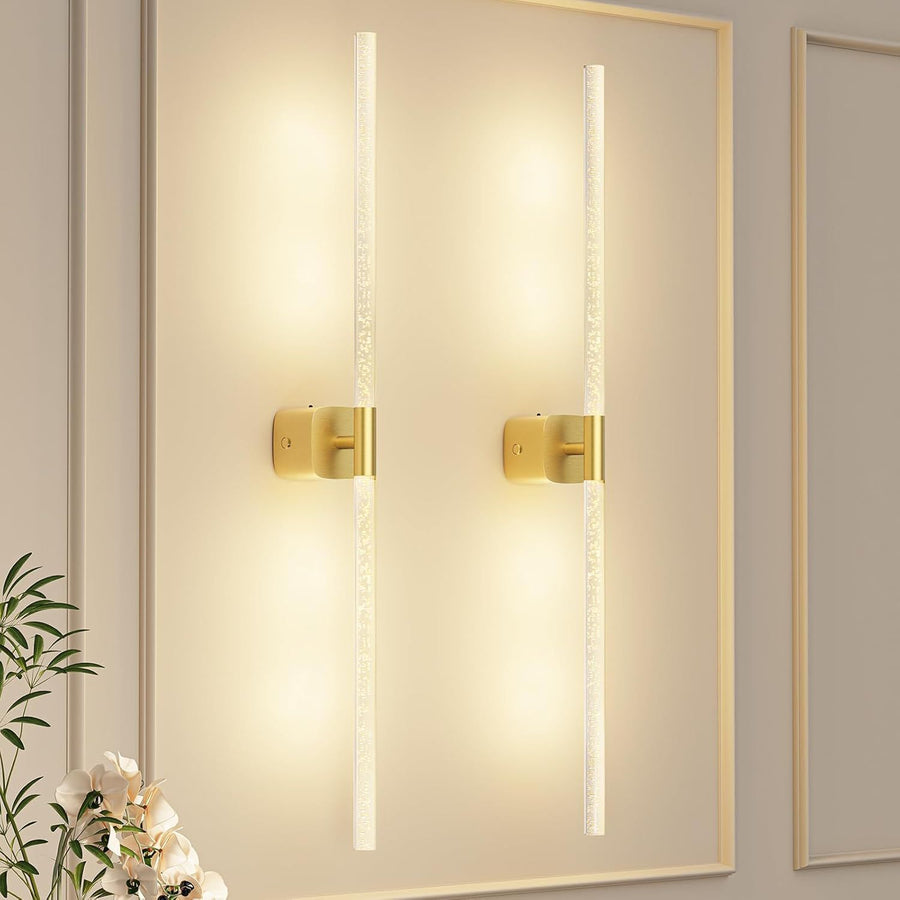 Premium Battery Operated Wall Sconces – Gold 31.49 Inch 2 Pack, Remote & Touch Control