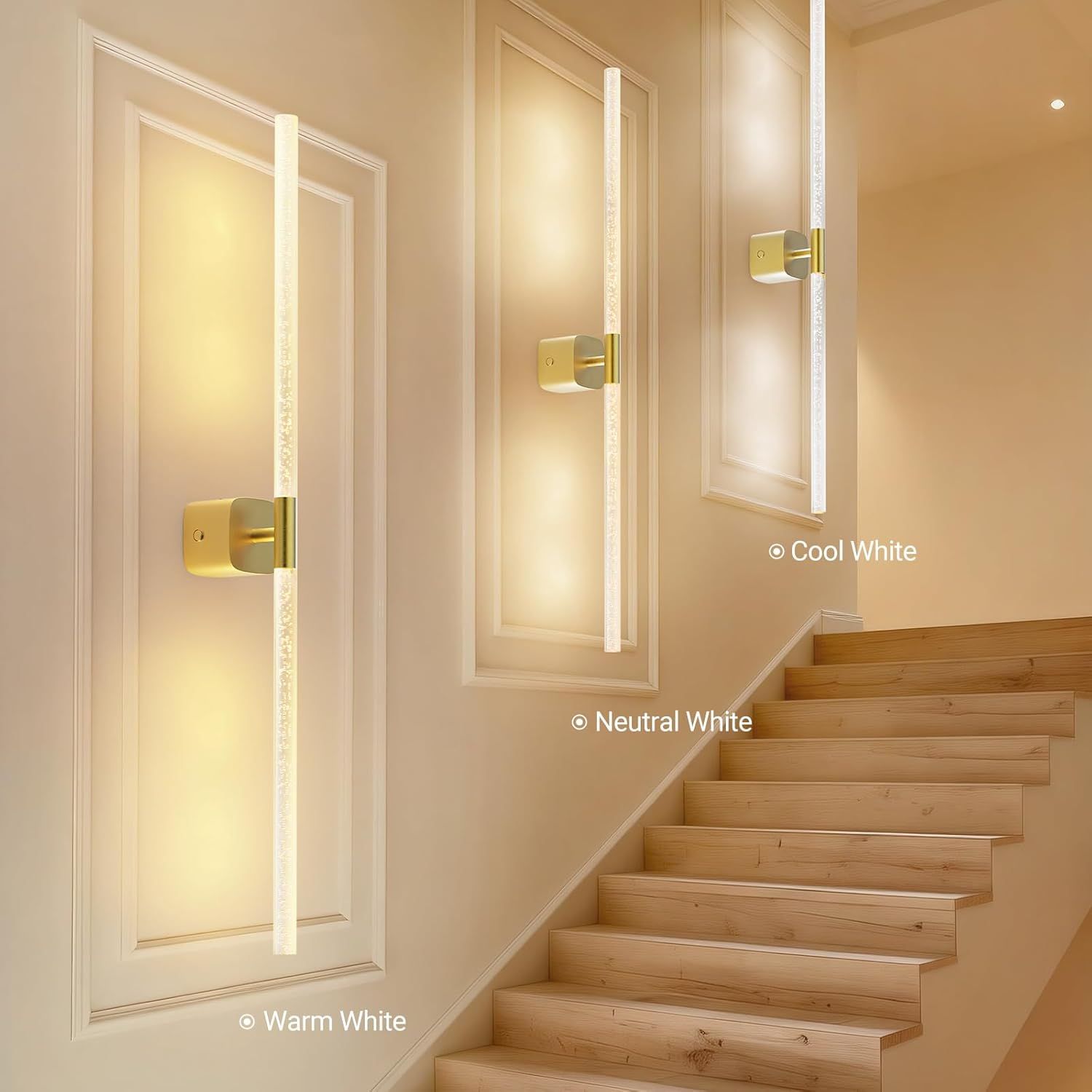 Premium Battery Operated Wall Sconces – Gold 31.49 Inch 2 Pack, Remote & Touch Control