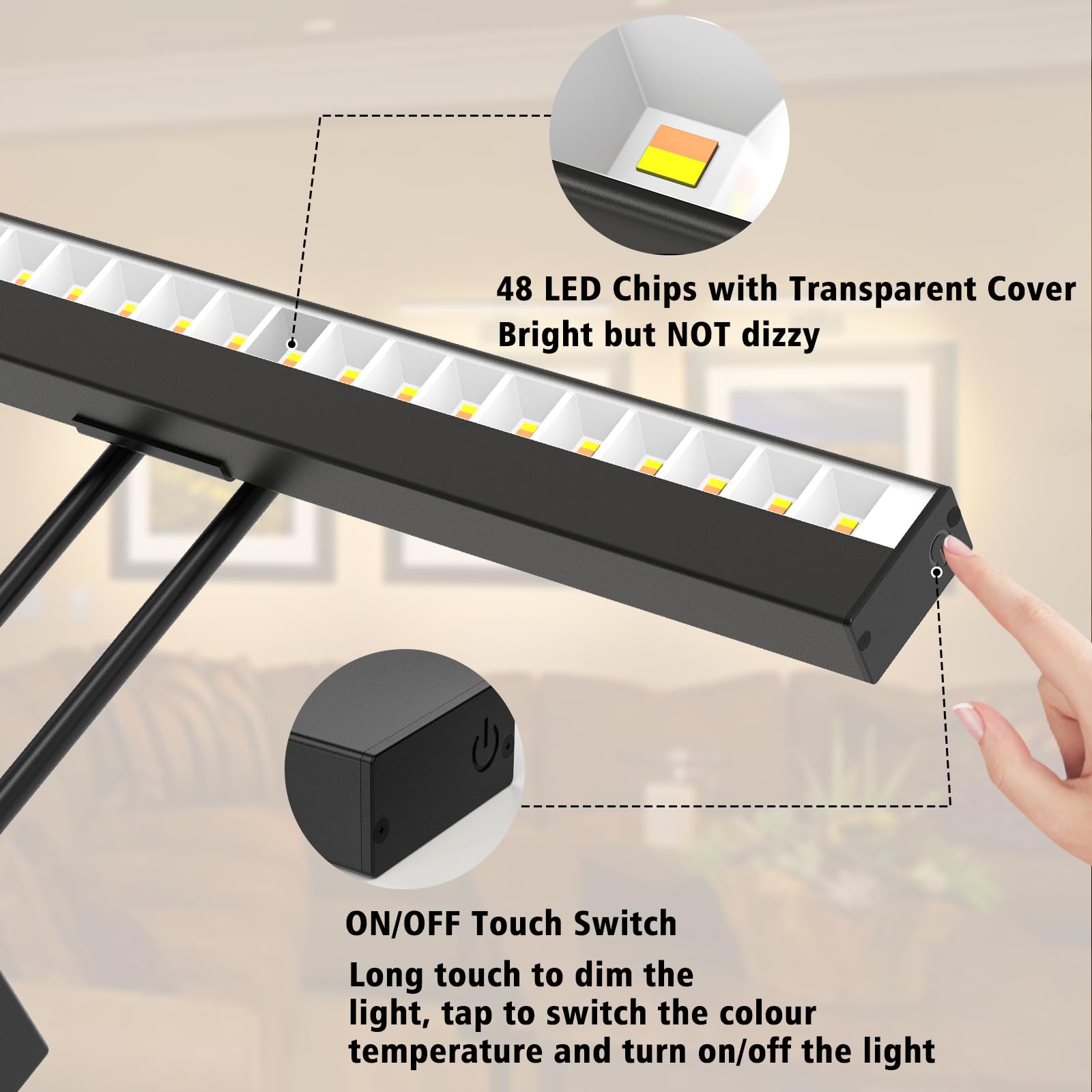 Battery Operated Picture Light, 16in Wireless Art Light, Dimmable, Remote Control - SuperSaverAU - view 5