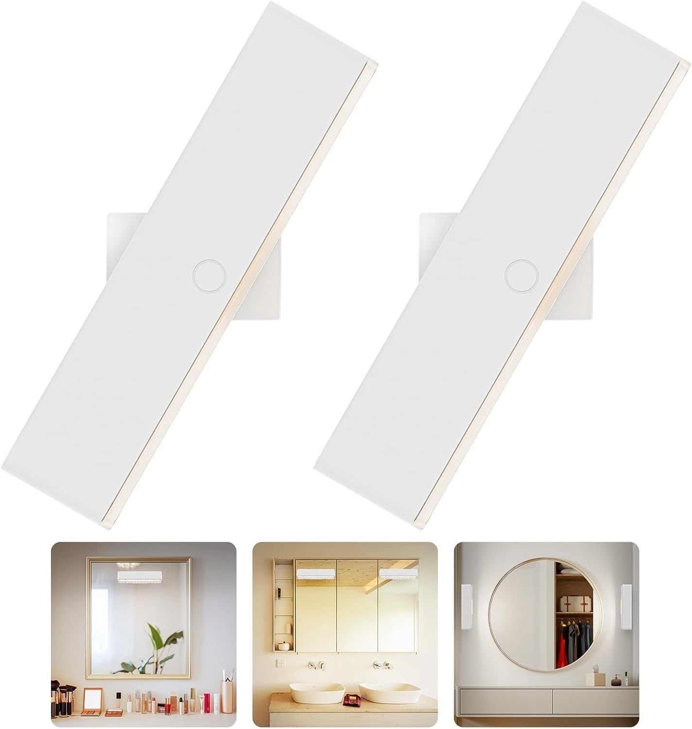 Premium Wireless Vanity Lights – 2 Pack, 4000mAh USB-C Rechargeable with CRI >90