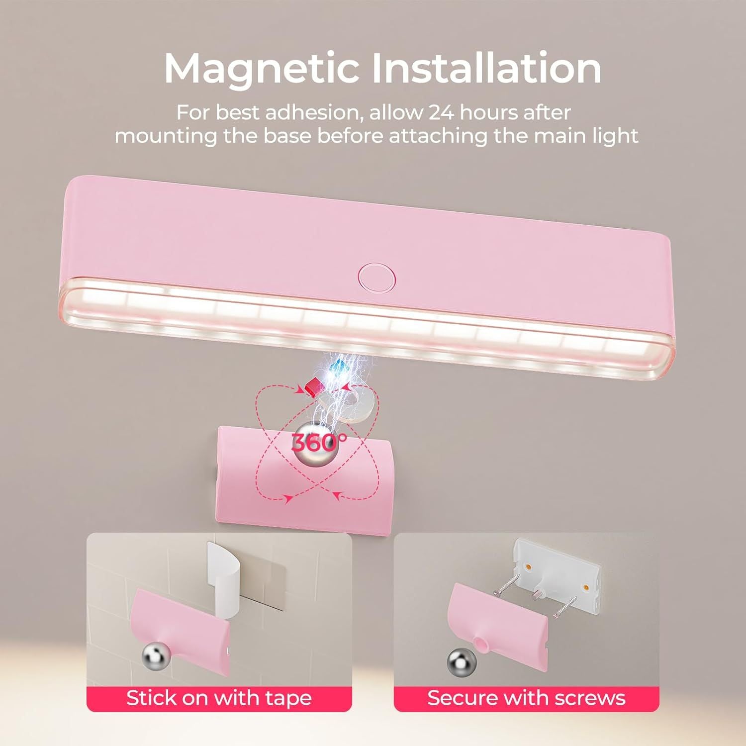 Premium Wireless Vanity Lights – 2 Pack, 4000mAh USB-C Rechargeable with 360° Rotation