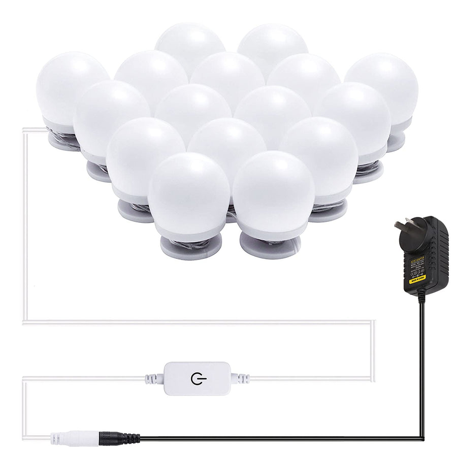 Hollywood Mirror Lights Makeup Vanity Lights, LED Vanity Mirror Lights Kit for Dressing Table, Dimmable and Adapter Plug in, Mirror Not Included (16 Bulbs Natural White) - SuperSaverAU - view 1