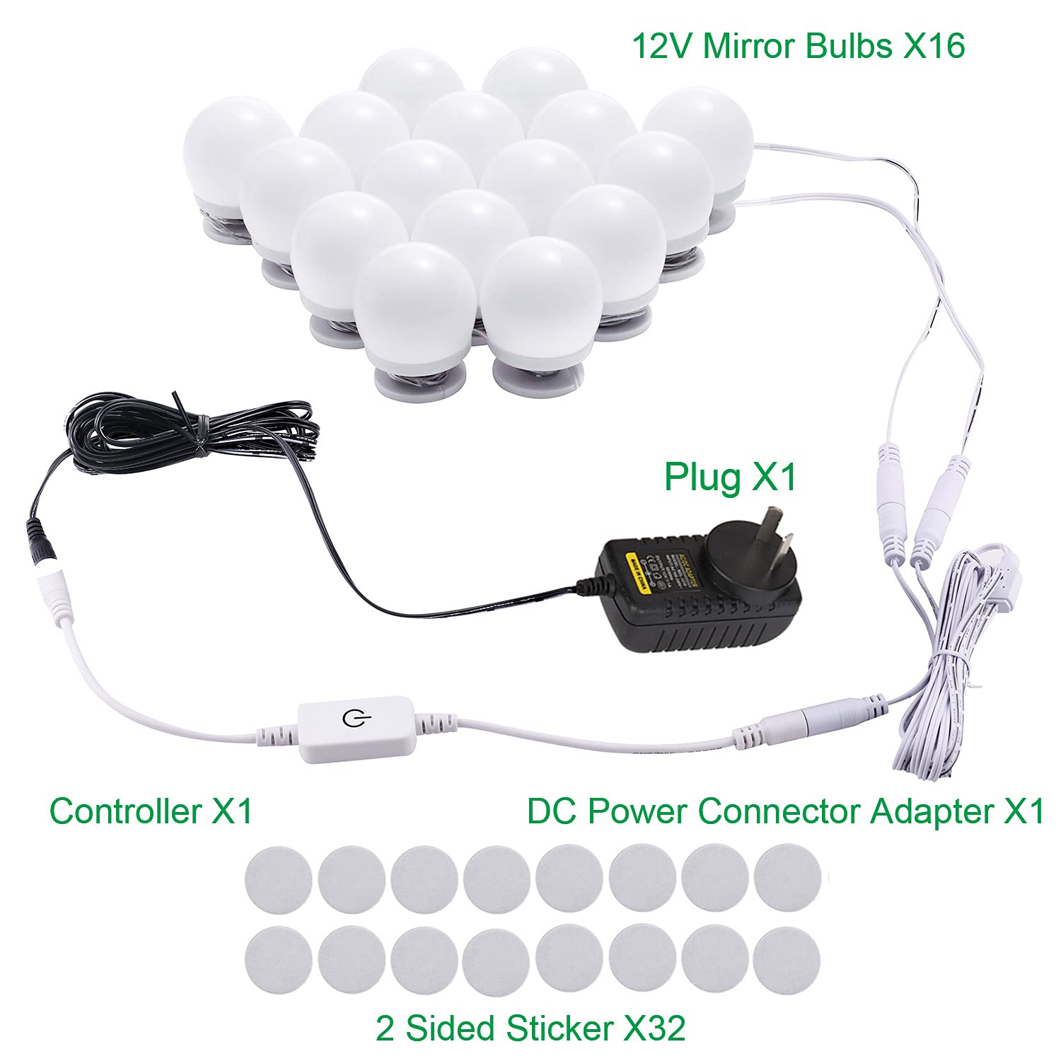 Hollywood Mirror Lights Makeup Vanity Lights, LED Vanity Mirror Lights Kit for Dressing Table, Dimmable and Adapter Plug in, Mirror Not Included (16 Bulbs Natural White) - SuperSaverAU - view 2