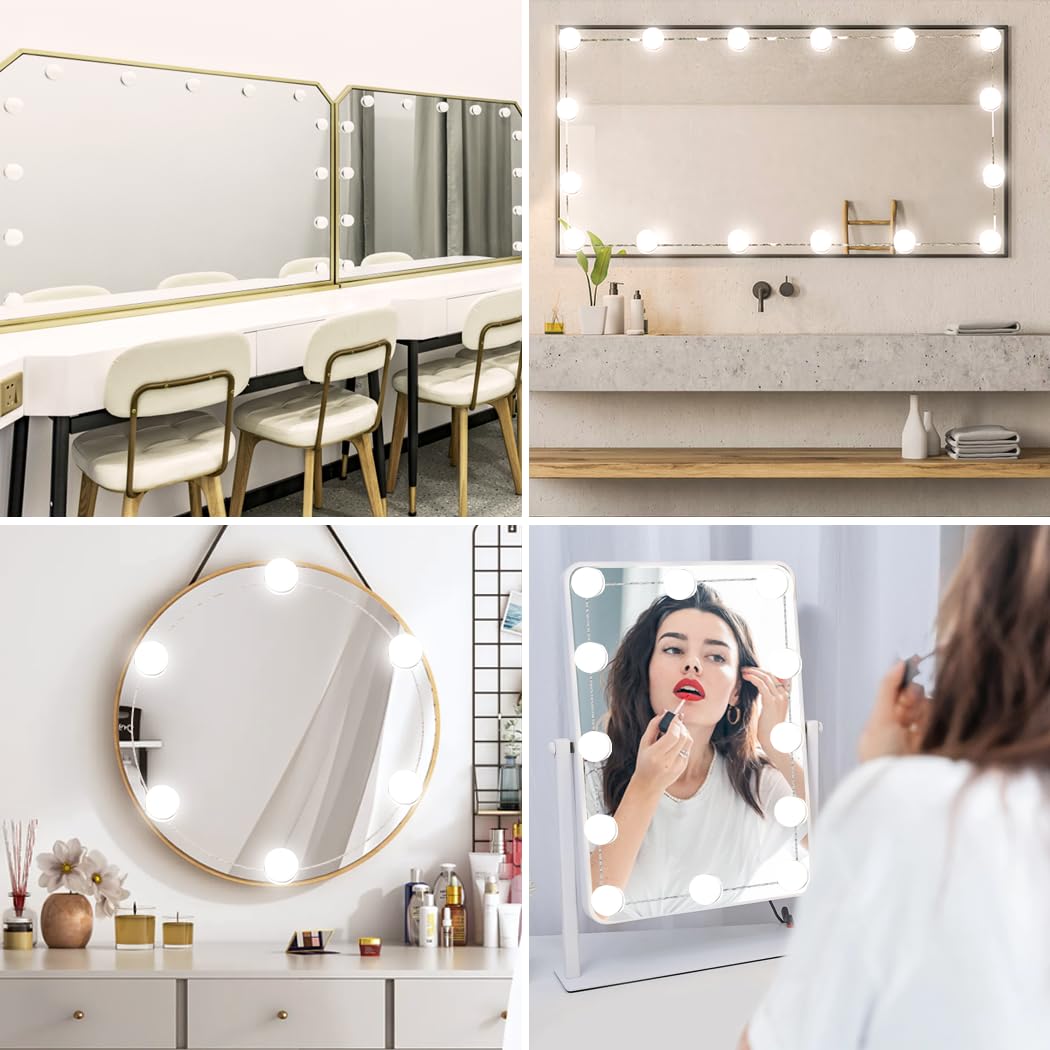 Hollywood Mirror Lights Makeup Vanity Lights, LED Vanity Mirror Lights Kit for Dressing Table, Dimmable and Adapter Plug in, Mirror Not Included (16 Bulbs Natural White) - SuperSaverAU - view 7