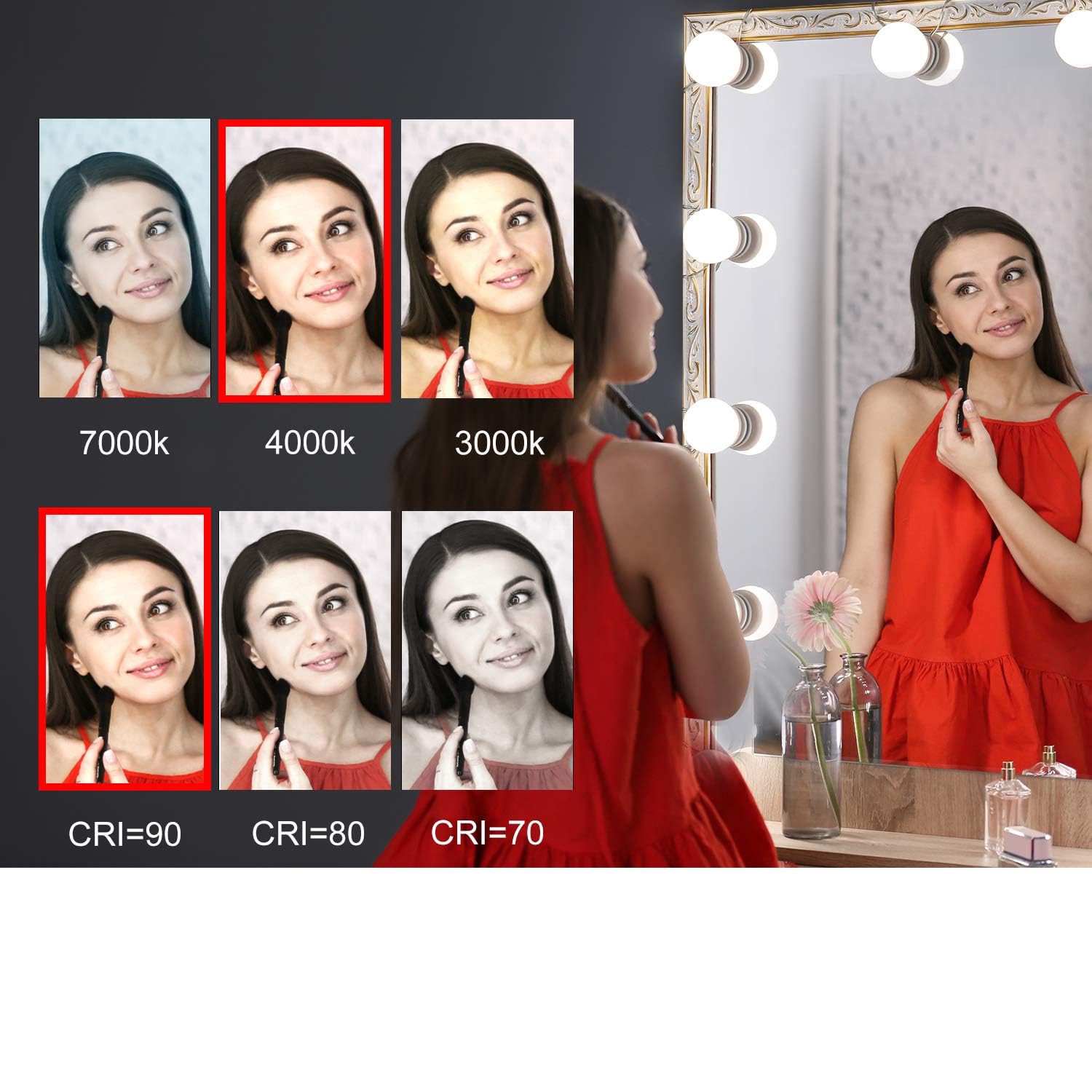 Dimmable LED Vanity Mirror Lights Kit 4000K Natural White 6 Bulbs 18.6ft USB - SuperSaverAU - view 5