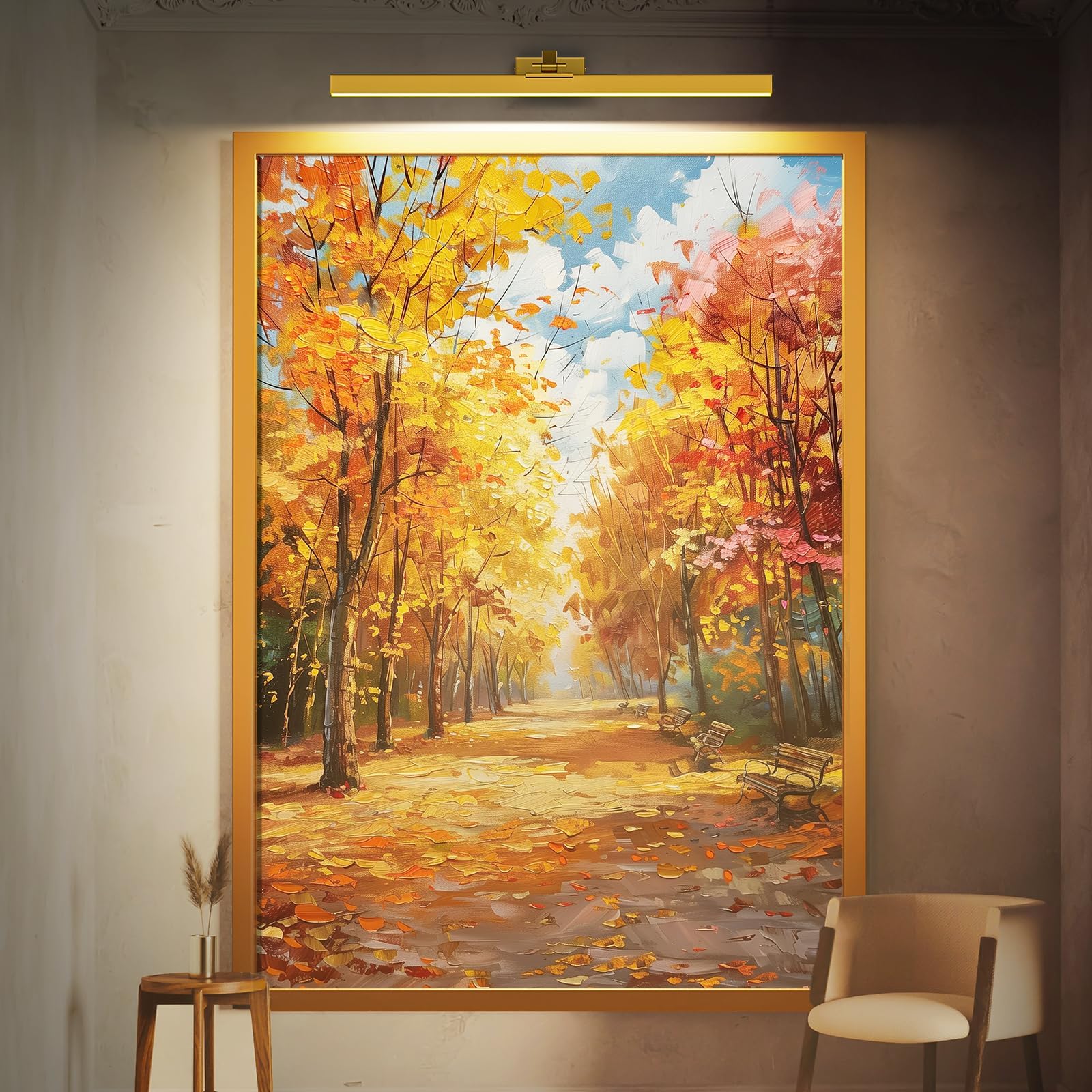 V1171 Wall Picture Light, 24in Battery-Powered, Remote Control, Dimmable, Gold - SuperSaverAU - view 6