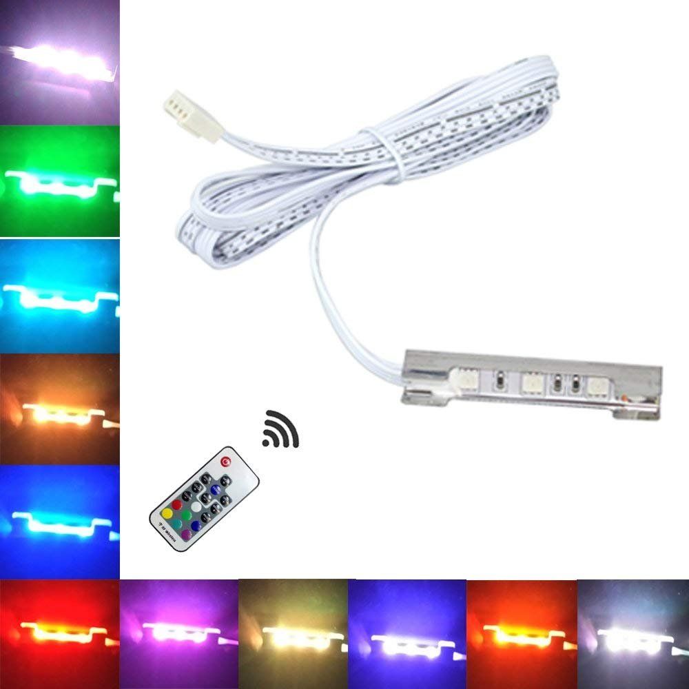 Premium RGB LED Glass Shelf Light Kit – 6 Lights with RF Remote & Clip-On Design