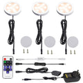 Premium Dimmable LED Under Cabinet Puck Light Kit – Warm White 3 Pack with Remote