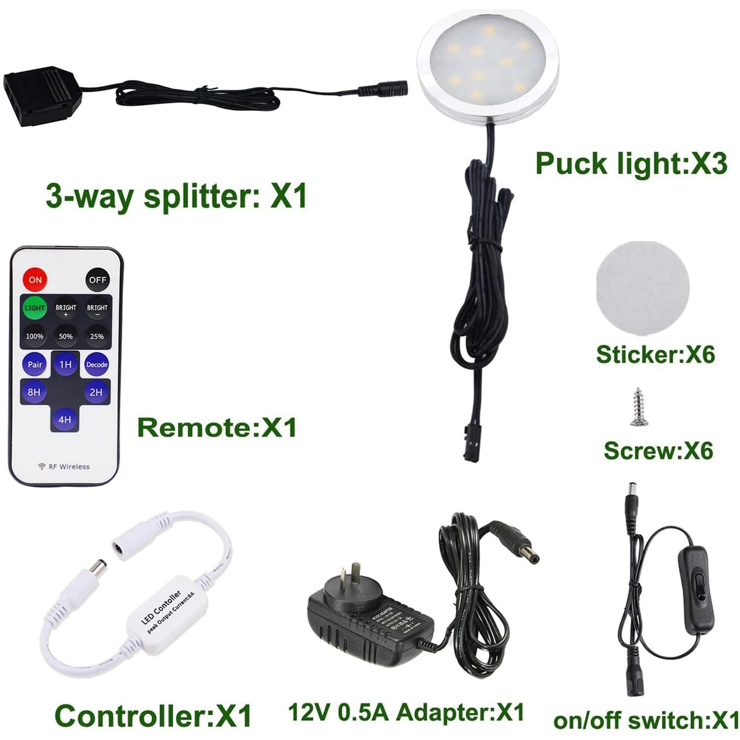 Premium Dimmable LED Under Cabinet Puck Light Kit – Warm White 3 Pack with Remote